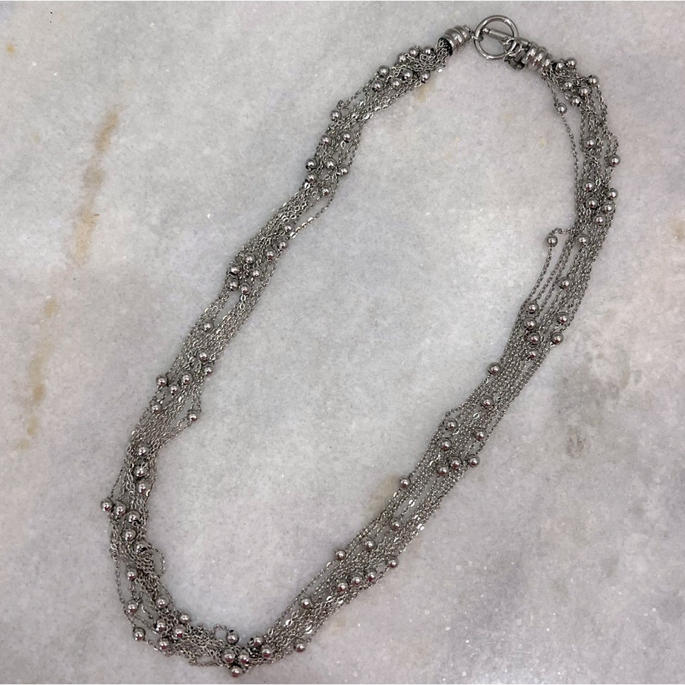 Silver Multi-Strand Station Toggle Clasp Necklace - image 6
